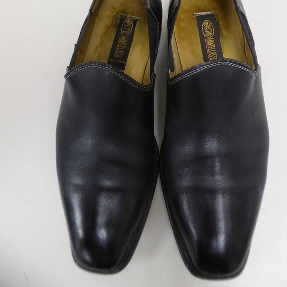 SUTOR MANTELLASSI black leather LOAFERS SLIP-ONS shoes 10.5 made in Italy